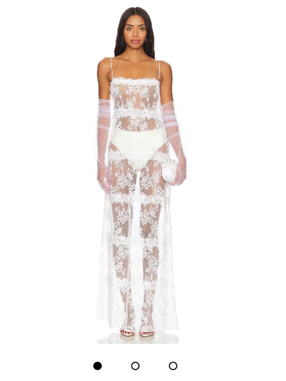 Lovers + Friends White Sheer Lace Maxi Slip Dress
